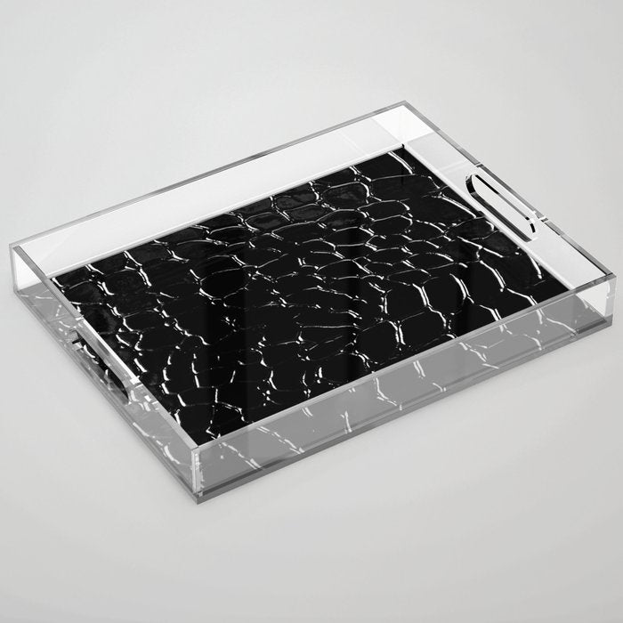 Exotic Black Crocodile Patent Leather Acrylic Tray Gallery Image 1