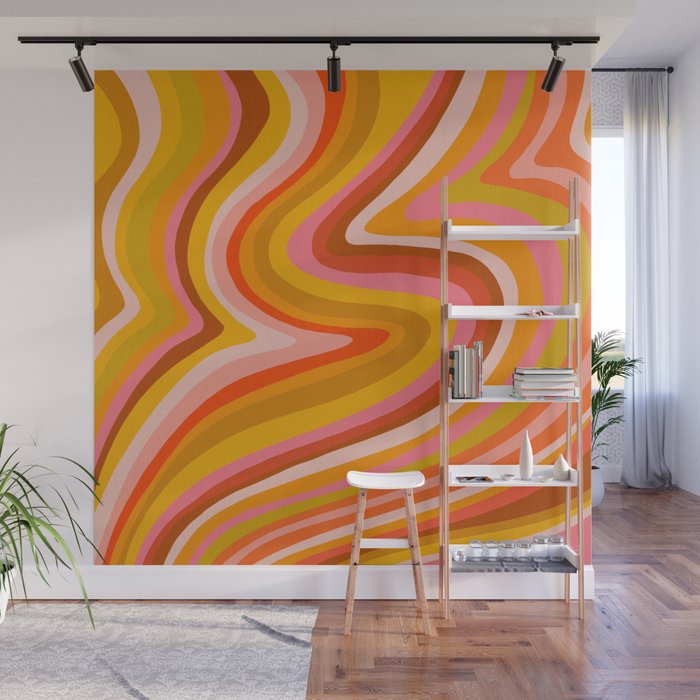 Sunshine Melt - Retro Ochre Wall Mural Gallery Image 1