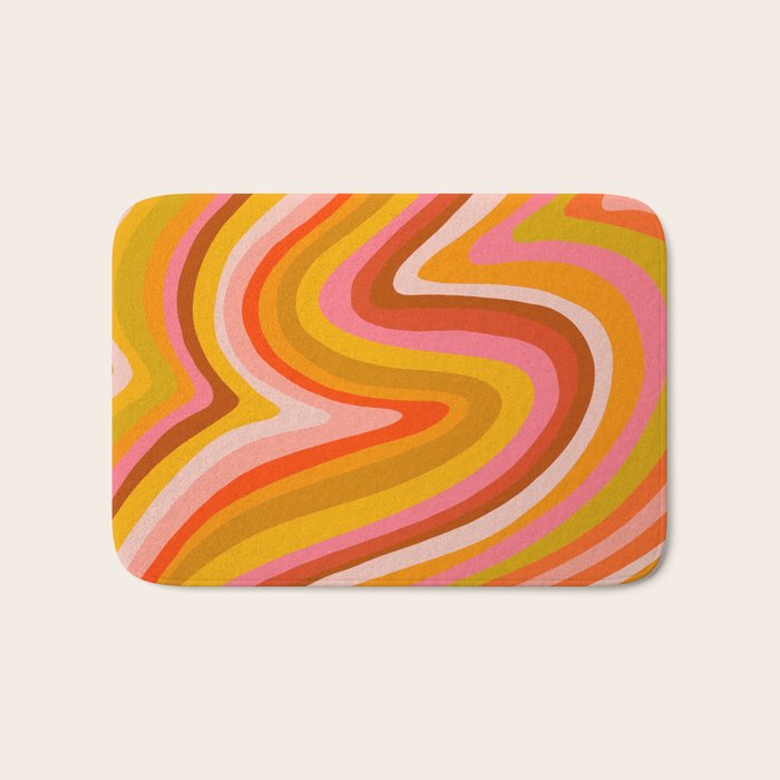 Sunshine Melt - Retro Ochre Bath Mat Gallery Image 1
