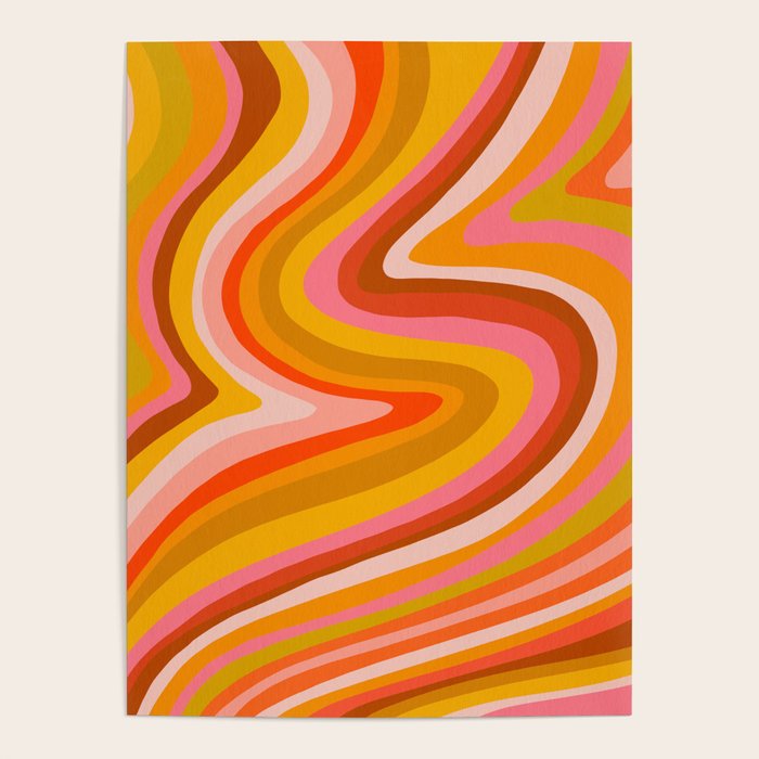 Sunshine Melt - Retro Ochre Poster Gallery Image 1