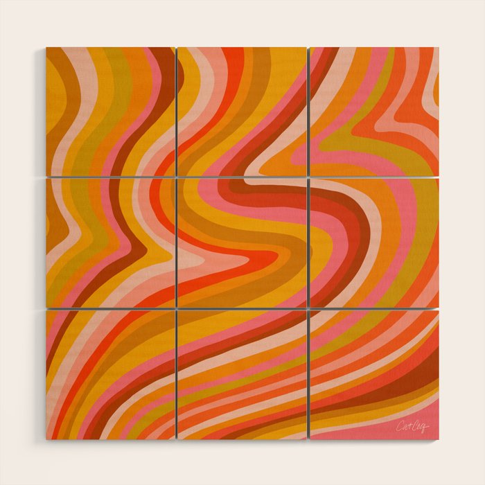 Sunshine Melt - Retro Ochre Wood Wall Art Gallery Image 1