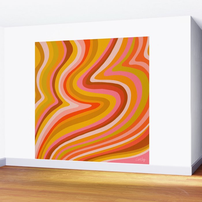Sunshine Melt - Retro Ochre Wall Mural Gallery Image 2