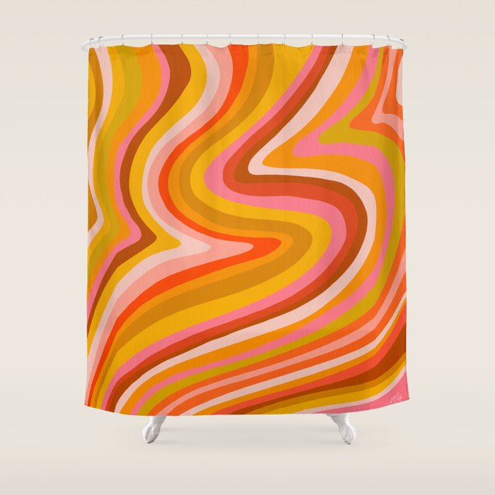 Sunshine Melt - Retro Ochre Shower Curtain Gallery Image 1