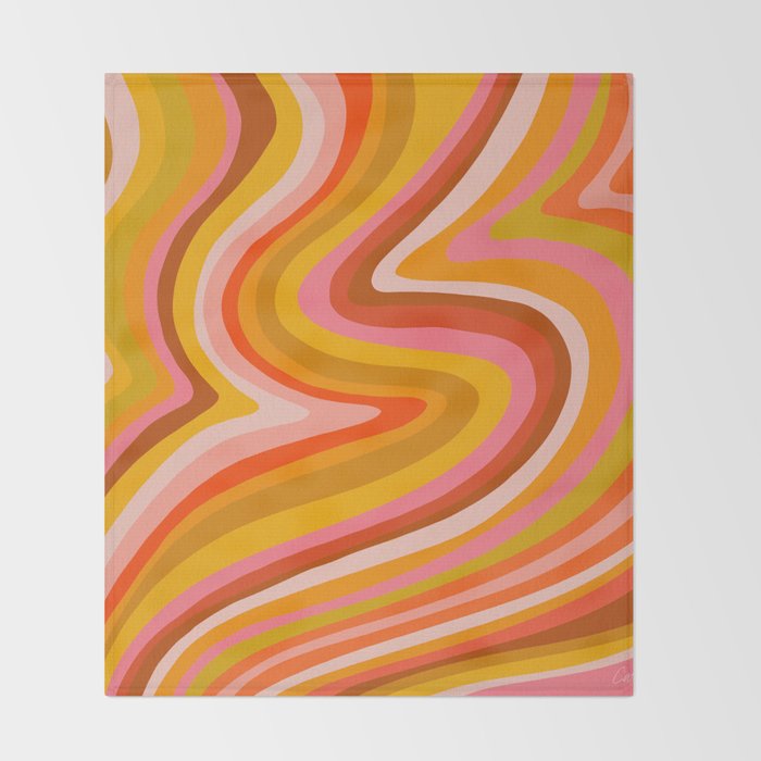 Sunshine Melt - Retro Ochre Throw Blanket Gallery Image 2