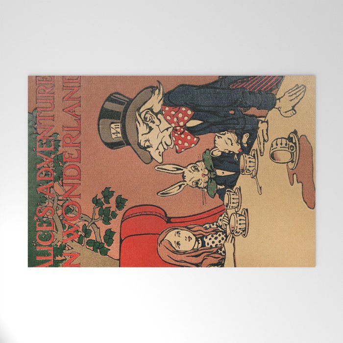 Vintage Alice's Adventures in Wonderland Book Cover Welcome Mat Gallery Image 1