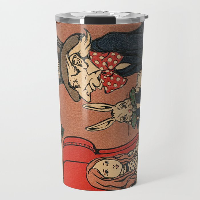 Vintage Alice's Adventures in Wonderland Book Cover Travel Mug Gallery Image 1