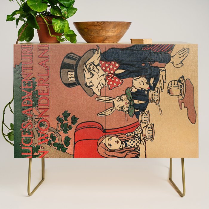 Vintage Alice's Adventures in Wonderland Book Cover Credenza Gallery Image 1