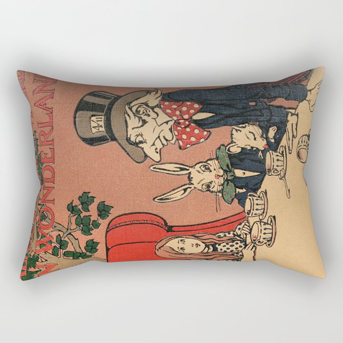 Vintage Alice's Adventures in Wonderland Book Cover Rectangular Pillow Gallery Image 2