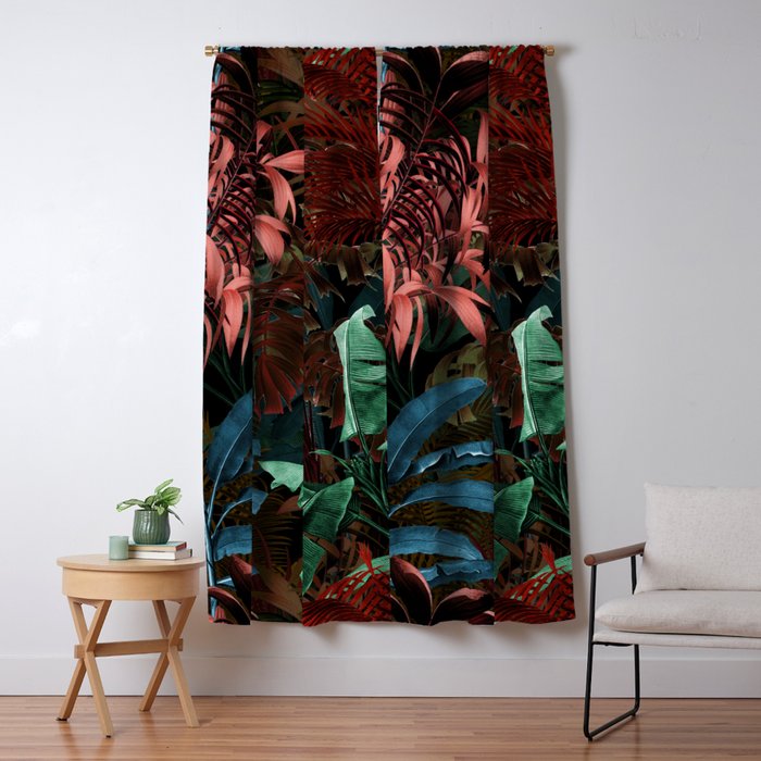 Tropical Night Garden Multicolor Window Curtain Gallery Image 5