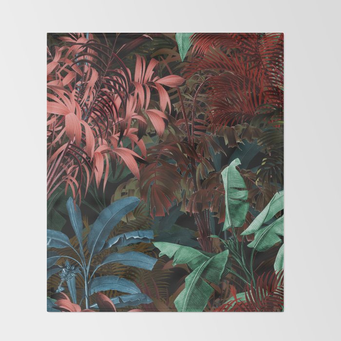 Tropical Night Garden Multicolor Throw Blanket Gallery Image 2