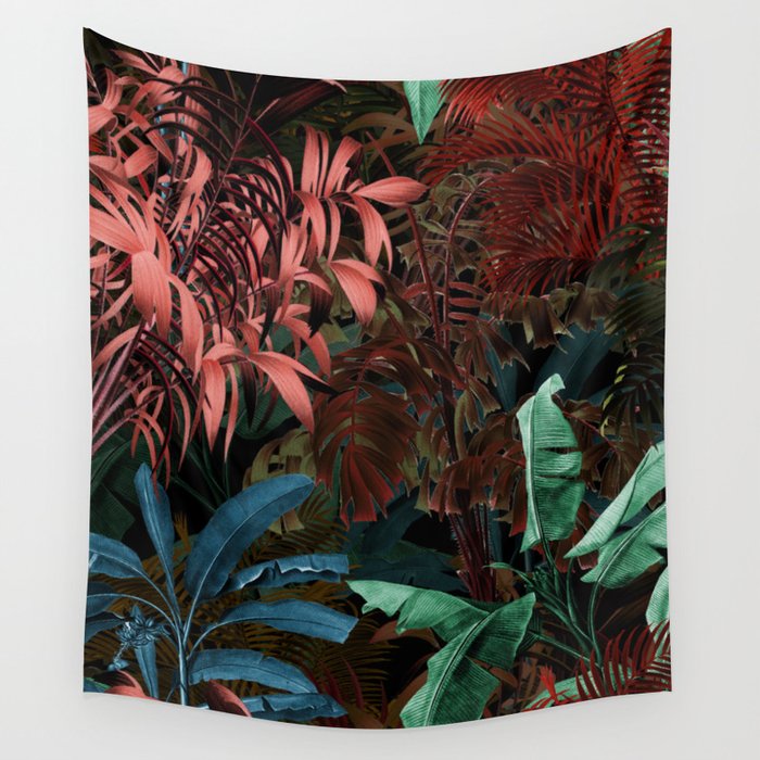 Tropical Night Garden Multicolor Wall Tapestry Gallery Image 4