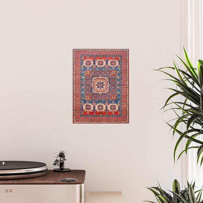 Square Bloom Kazak Handmade Rug Poster Gallery Image 2