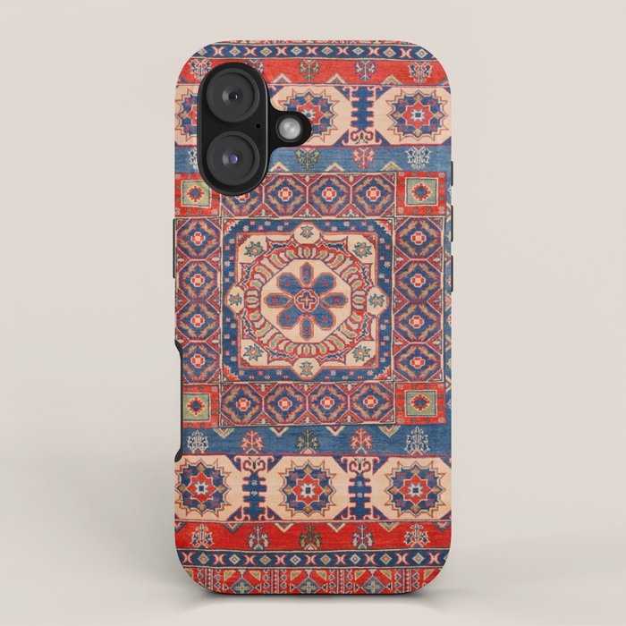 Square Bloom Kazak Handmade Rug iPhone Case Gallery Image 1