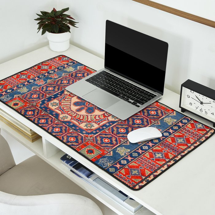 Square Bloom Kazak Handmade Rug Desk Mat Gallery Image 2