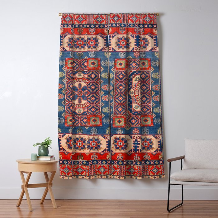 Square Bloom Kazak Handmade Rug Window Curtain Gallery Image 5