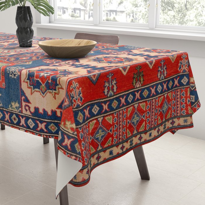 Square Bloom Kazak Handmade Rug Tablecloth Gallery Image 3
