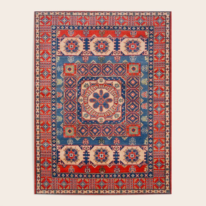 Square Bloom Kazak Handmade Rug Poster Gallery Image 4