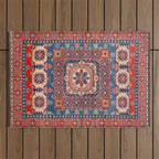 Square Bloom Kazak Handmade Rug Outdoor Rug Gallery Image 1