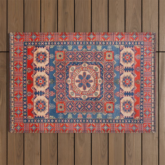 Square Bloom Kazak Handmade Rug Outdoor Rug Gallery Image 1
