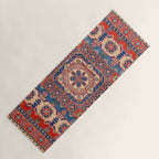 Square Bloom Kazak Handmade Rug Yoga Mat Gallery Image 1