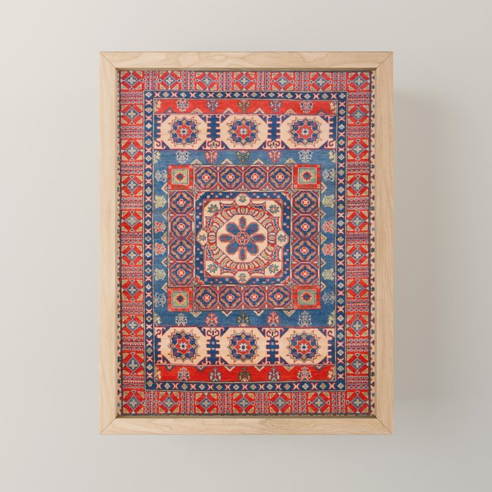 Square Bloom Kazak Handmade Rug Mini Art Print Gallery Image 1