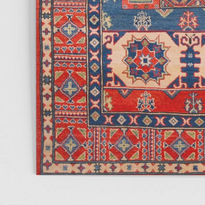 Square Bloom Kazak Handmade Rug Poster Gallery Image 3