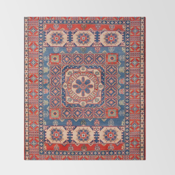 Square Bloom Kazak Handmade Rug Throw Blanket Gallery Image 2