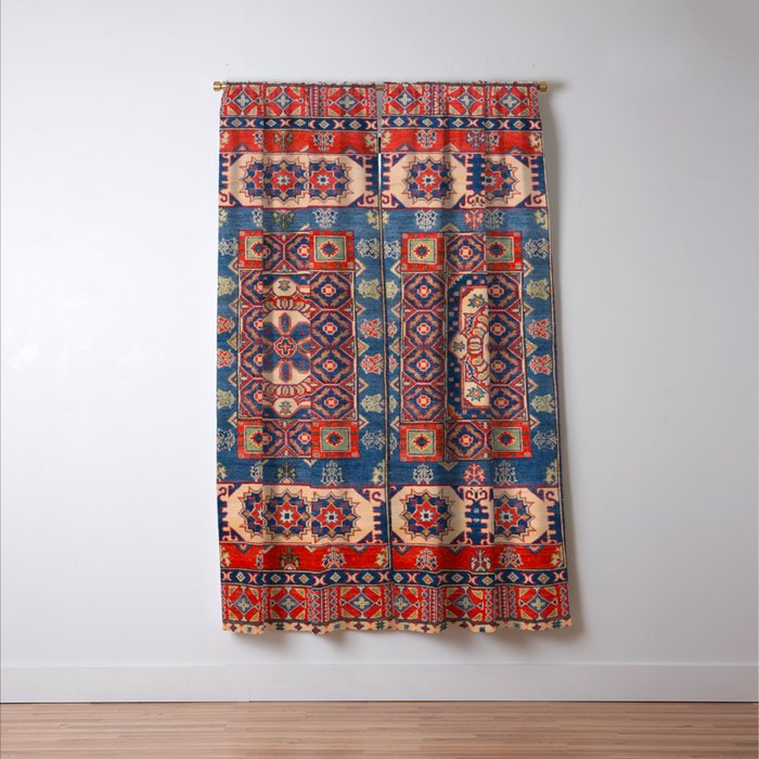 Square Bloom Kazak Handmade Rug Window Curtain Gallery Image 3