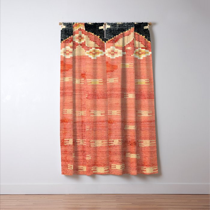South West Anatolia  Antique Turkish Niche Kilim Print Window Curtain Gallery Image 3