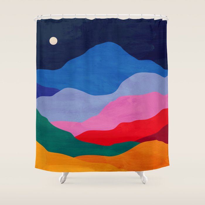 Night sky over mountains Shower Curtain Gallery Image 1