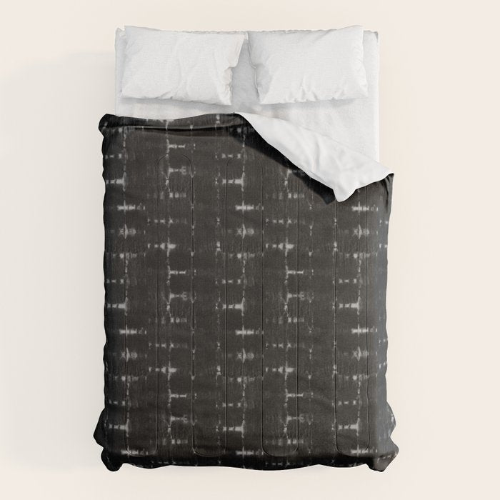 Soft texture of Shibori squares - black pattern Comforter Gallery Image 6