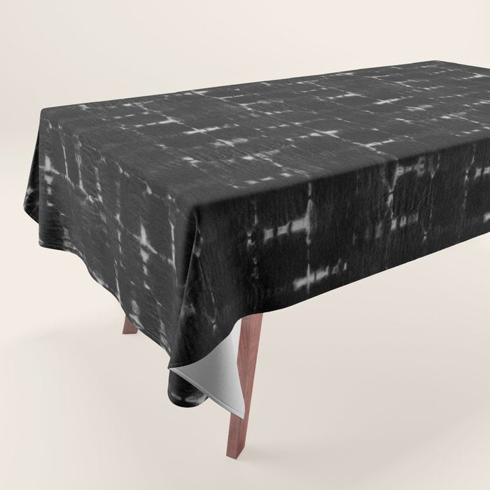 Soft texture of Shibori squares - black pattern Tablecloth Gallery Image 1