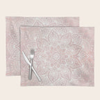 Mandala Yoga Love, Blush Pink Floral Placemat Gallery Image 1
