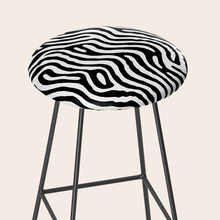 Black and white zebra stripe print art pattern Stool Gallery Image 2