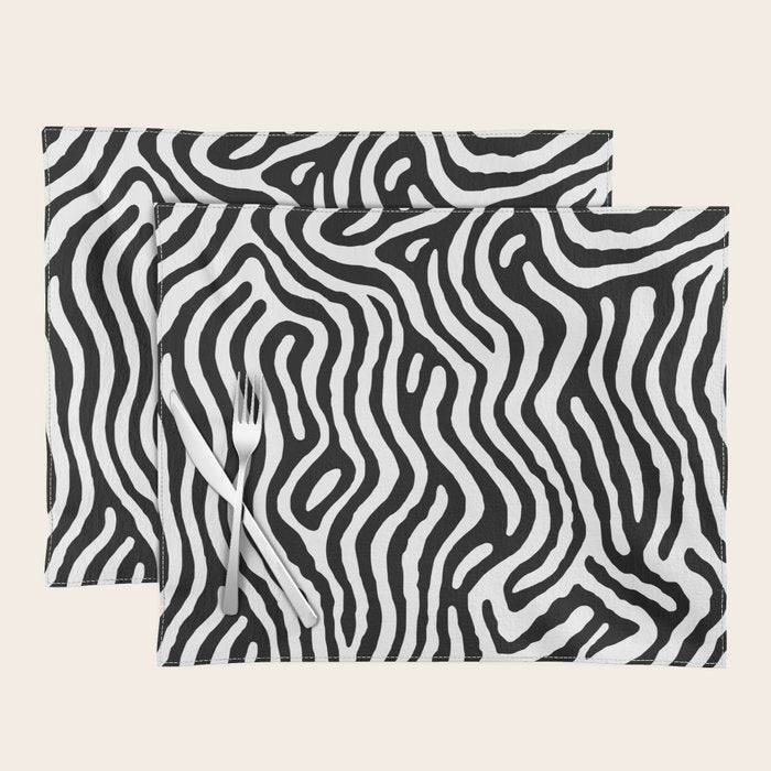 Black and white zebra stripe print art pattern Placemat Gallery Image 1