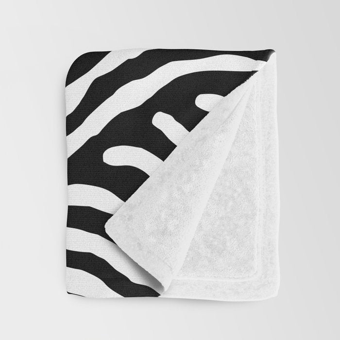 Black and white zebra stripe print art pattern Throw Blanket Gallery Image 3