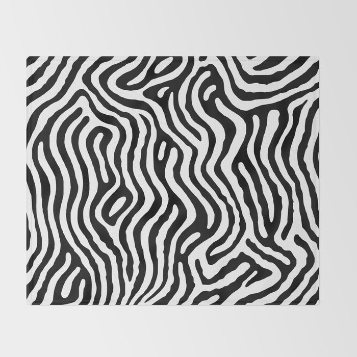 Black and white zebra stripe print art pattern Throw Blanket Gallery Image 2