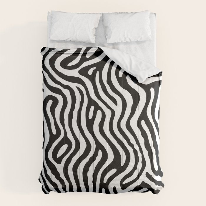 Black and white zebra stripe print art pattern Comforter Gallery Image 6