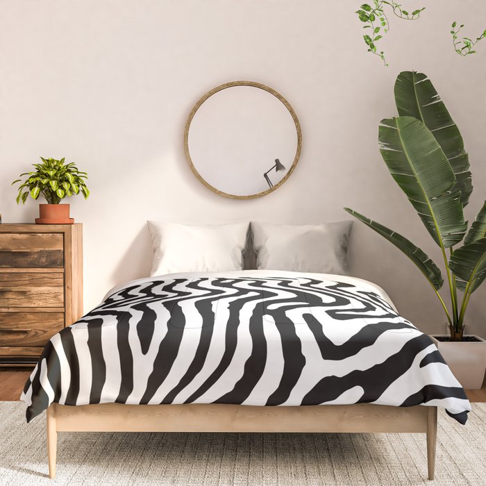 Black and white zebra stripe print art pattern Comforter Gallery Image 3