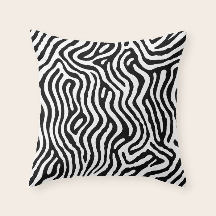 Black and white zebra stripe print art pattern Throw Pillow Gallery Image 6