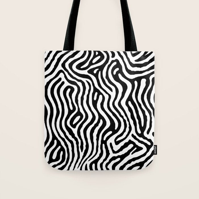 Black and white zebra stripe print art pattern Tote Bag Gallery Image 1