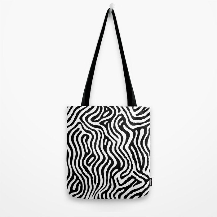 Black and white zebra stripe print art pattern Tote Bag Gallery Image 2