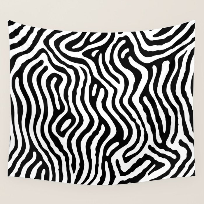 Black and white zebra stripe print art pattern Wall Tapestry Gallery Image 4