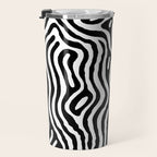 Black and white zebra stripe print art pattern Travel Mug Gallery Image 3