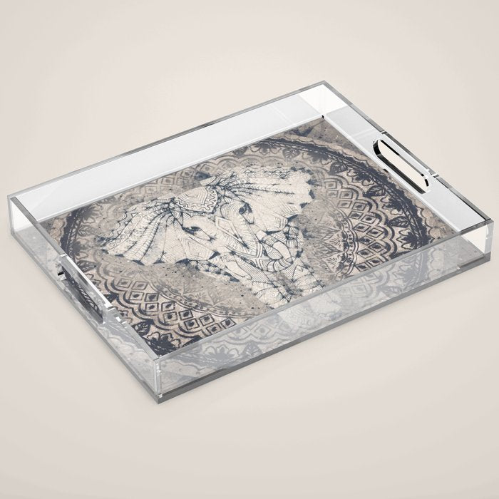 Indian Elephant Mandala Acrylic Tray Gallery Image 1