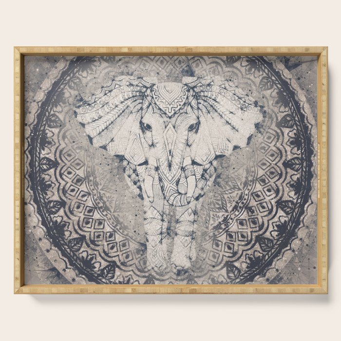 Indian Elephant Mandala Serving Tray Gallery Image 1