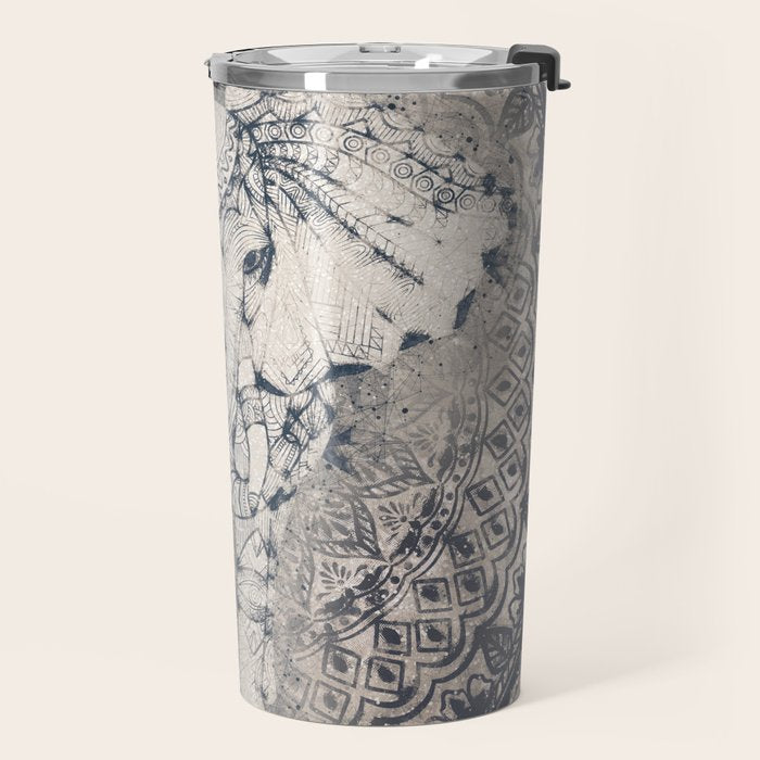 Indian Elephant Mandala Travel Mug Gallery Image 2