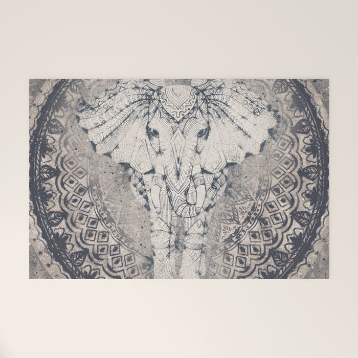 Indian Elephant Mandala Welcome Mat Gallery Image 1