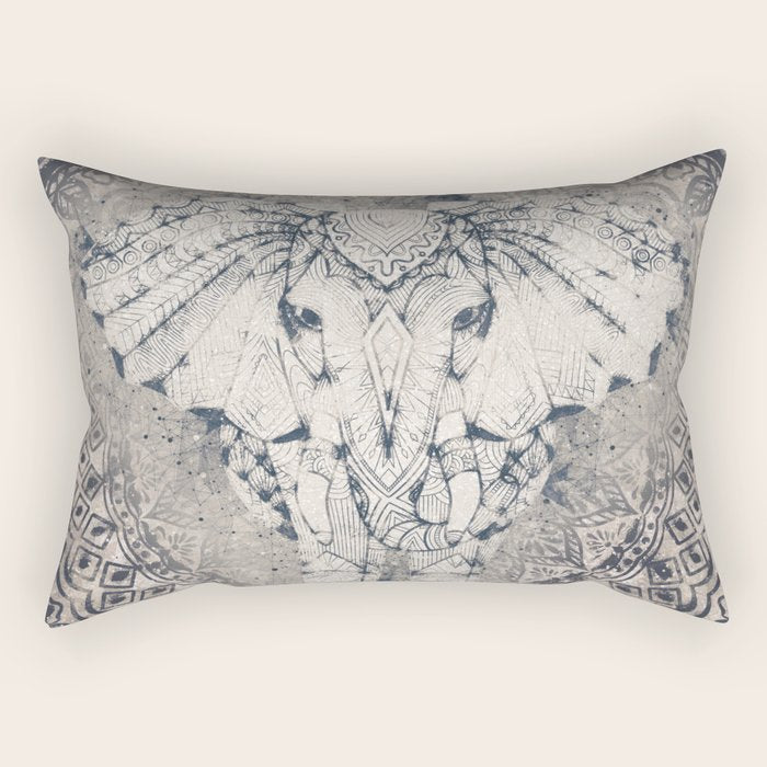 Indian Elephant Mandala Rectangular Pillow Gallery Image 1