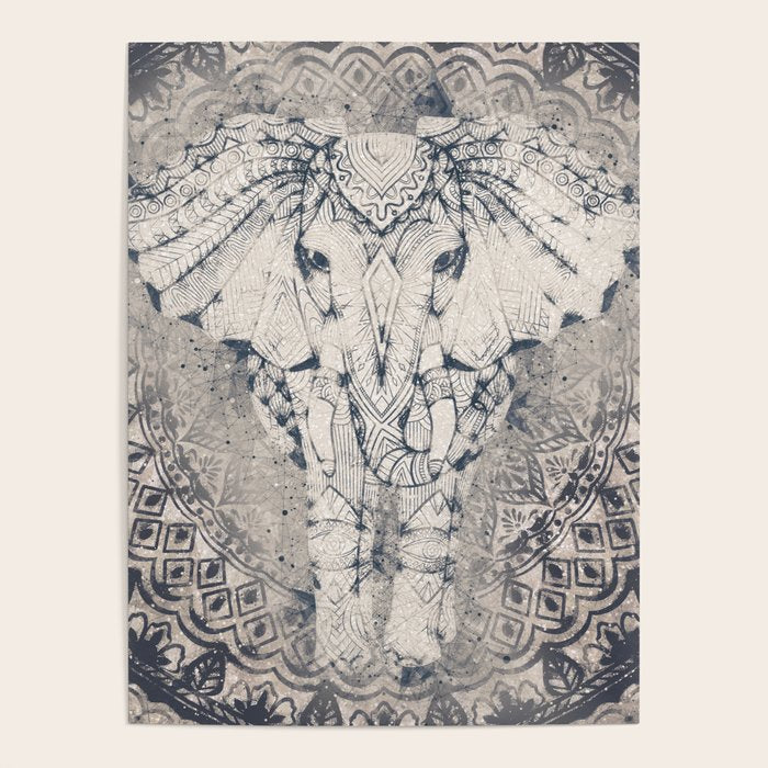 Indian Elephant Mandala Poster Gallery Image 1